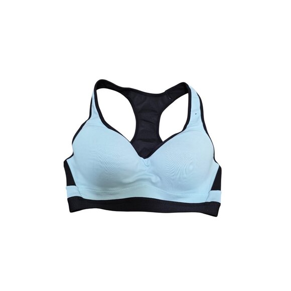Women's Sports Bra Racerback Light Blue & Black Size 32C Keep It Real - Picture 1 of 5